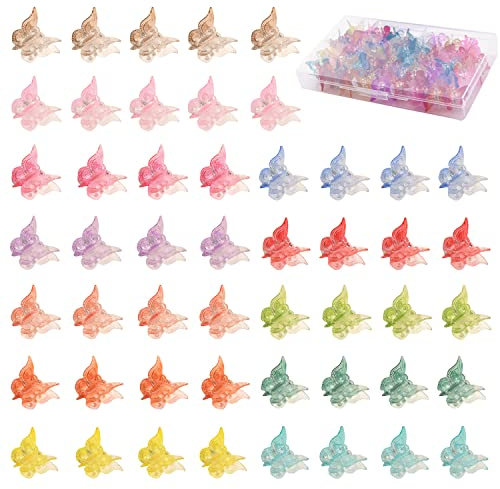 50 mini mollette per capelli a farfalla, per donne e ragazze (multicolore)