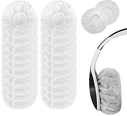 Copri Cuffie Monouso,100 PCS Coperture per auricolari in tessuto non tessuto antipolvere,Copri-Auricolari Sanitari,Elastiche Cover Cuffie per la maggior parte delle cuffie auricolari（Bianco）