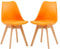 EGGREE 2er Set Esszimmerstühle mit Massivholz Buche Bein SGS Geprüfter, Skandinavisch Design Gepolsterter aus PU-Leder Küchenstuhl Essstühle, Orange