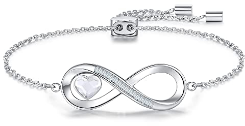 Herz Infinity Armband Damen Blau, Verstellbare Verschluss Unendlichkeit Armbänder Edelstahl, Schmuck für Sie Freundin Frauen Valentinstag Geburtstagsgeschenke Muttertags Jubiläum Weihnachten