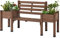 Yaheetech Gartenbank mit Blumenkasten, Holzbank Sitzbank mit Lehne & Pflanzkasten aus Massivholz Wetterfest Hochbeet Outdoor Parkbank für Garten Balkon, Braun 188 × 59,5 × 97,5 cm