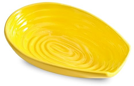 Spoon Rest, Porcelain Spoon Holder for Stove Top, Cooking Utensil Rest Kitchen Gadget Spoon Cradle for Spatula, Ladle, Tongs and Knife, Yellow
