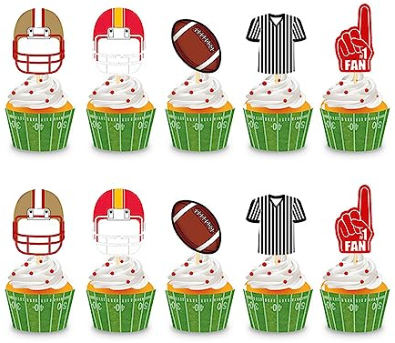 Daimay 40 Stück Rugby Football Tortenaufsatz Handball Tortendeko Fußball Kuchendeko Geburtstags Cupcake Topper Tortenstecker Super Bowl American Fußball Kuchen Topper