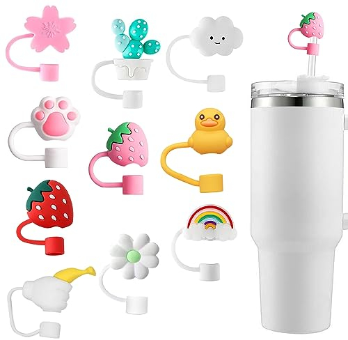 Harewu 10St. Strohhalmabdeckungen für Stanley Cup, Strohhalmspitzenabdeckungen kompatibel mit Stanley 30&40 Oz Becher, wiederverwendbare Silikonstrohhalmspitzen für 0.4 inch/10mm Strohhalme