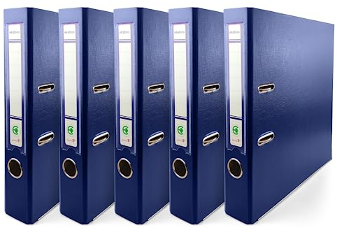 Netuno 5x Ring-Buch Dunkelblau DIN A4 2-Ring-Mechanik 5cm Ringmappe a4 schmaler Aktenordner a4 schmal Aktenordner dünn Kunststoffordner a4 einfarbig Ordner Dokumente Ringbuch Ordner Schulordner