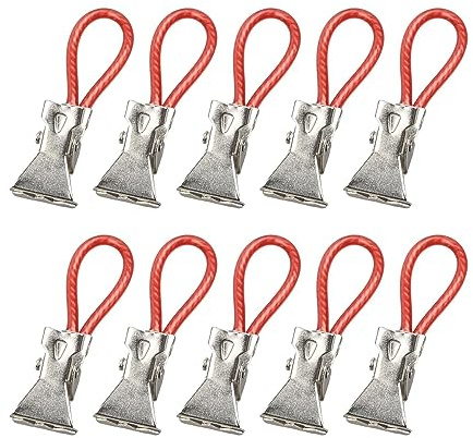 predolo 10 Stück Hängende Handtuch-Clips, Kleiner Handtuch Clips zum Aufhängen, Handtuchclips für Handtücher, Geschirrtücher Halter, Küche Geschirrtücher Haken Set für Küche Badezimmer, Rot