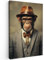 MuchoWow© Leinwände 40x60 cm Wall Decoration Bilder Schlafzimmer Deko Pictures Canvas Painting Wanddekoration Wohnzimmer Vintage - Affe - Hut - Anzug - Grau - Tiere - Schimpanse