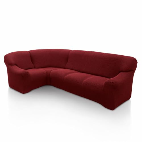 SOFASKINS super elastischer ecksofa überzug, waschbar, hochwertig, atmungsaktiv, bequem und langlebig, Sofa überzug, Einfach anzubringen, Maße (340-540 cm), Farbe Rot