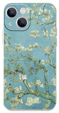 MURLEBAY Kompatibel mit iPhone 15 Hülle, Mandelblüte von Van Gogh, niedliche Handyhülle für Frauen, ästhetische Art Floral Hülle für Mädchen, schlanke Schutzhülle für iPhone 15
