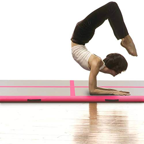 DJEKA Aufblasbare Gymnastikmatte Trainingsmatte Turnmatte mit Pumpe Turnmatte Für Zuhause 500 x 100 x 10 cm Sportmatte Air Rolle Turnen Yogamatte PVC Rosa