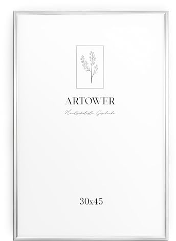 Artower® Bilderrahmen Silber Metall Dünner Rahmen für 30 x 45 cm | Posterrahmen Groß für Collage | Picture Frame Metal 30x45 cm | Aluminium Schmal Bilderrahmen | Silver Poster Rahmen