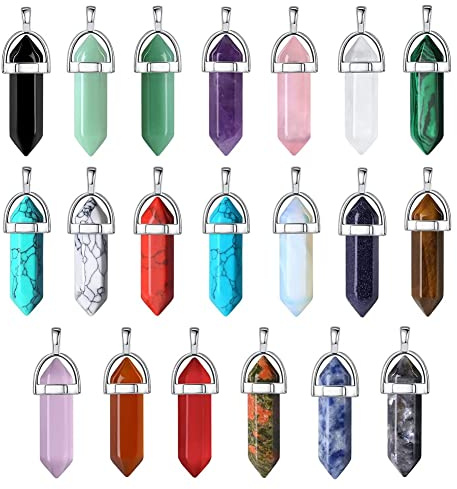 Wlauqueta 20 ciondoli in di guarigione pietre preziose naturali in massa ametista ossidiana quarzo rosa corniola