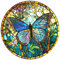 DAERLE Diamond Painting Farbe Schmetterling, 5D Diamond Painting Erwachsene Buntes Glas Kits, Diamond Painting Schmetterling Glas Set für Wohnzimmer Schlafzimmer Büro Wand Dekoration 30x30cm