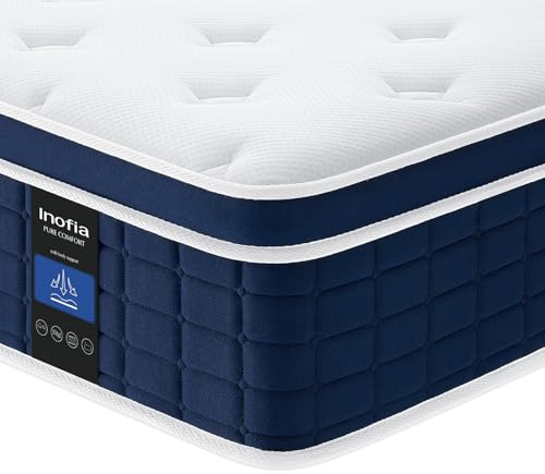 Inofia Matratze Ace Hybrid 140X190cm Höhe 26 cm Härtegrad H3 Mittelfest 7-Zonen Federkernmatratze mit Tonnentaschenfederkern-100 Nächte Probeschlafen- Orthopädische Matratze für erholsamen Schlaf