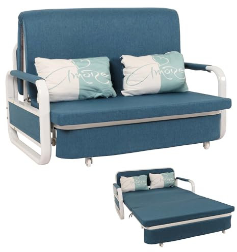 Mendler Schlafsofa HWC-M83, Schlafcouch Couch Sofa, Schlaffunktion Bettkasten Liegefläche, 130x185cm - Stoff/Textil dunkelblau