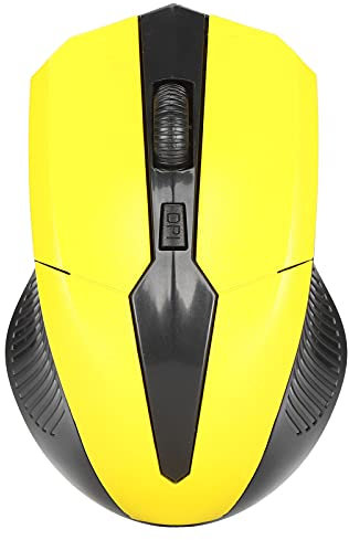 Zunate Optische -Funkmaus 2,4 G, Ergonomisches Design, Präzise Optische Positionierung, Energieeinsparung mit 4 Tasten für Notebook-Tablet-PC, 10 M Signalübertragungsentfernung (Yellow)