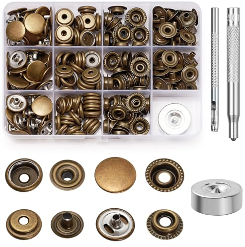 Amentalove 260 Stück Druckknöpfe Set,Druckknöpfe Ohne Nähen,Druckknopf Metall,15mm Edelstahl Druckknopf mit 3 Einstellungswerkzeuge,Button Edelstahl Presse für Kleidung Jacken Taschen Leder DIY Craft