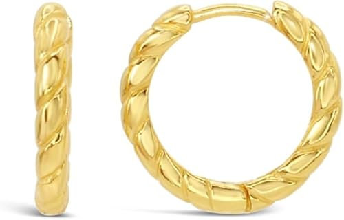ARS-ARGENTI Creolen Ohrringe Damen Mädchen Sterling Silber 925 Gold 18K - hypoallergen (Anmutige Creolen - Ideal für den Alltag HADLEY Sterling Silber 18K vergoldet 13x3mm)