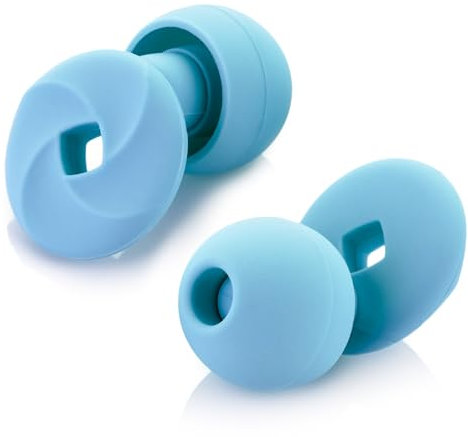 Ohrstöpsel zum Schlafen - Weicher, wiederverwendbarer Silikon Gehörschutz, SNR 33 dB Geräuschreduzierung. Mit Tragebox und Aufsätzen in Größen XS/S/M/L. (light blue, Einheitsgröße)