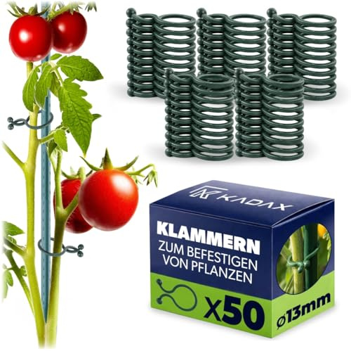 KADAX 50er Set Pflanzenclips 13 mm, Pflanzenklammern zur Fixierung von Pflanzen, Klammern zur Unterstützung von Kletterpflanzen, Tomaten und Gurken