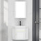 Mueble de tocador de baño de esquina con fregadero de cerámica y espejo para montaje en pared, para espacio pequeño, 38 cm
