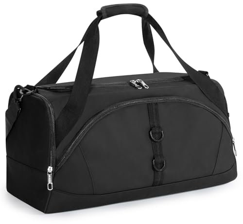 Rieeyrslza Bolsa de Deporte Mujer y Hombre 40L Bolsa Gimnasio de Viaje con Compartimento Zapatos, Compartimento Húmedo, Correas Ajustables para Hombros, Maleta Cuerda Auxiliar (4197# Negro)