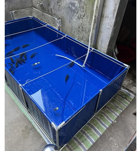 Wasserspeicherbecken, oberirdischer Fischteich aus Segeltuch, 50 100 160 200 240 300 360 Gal., Blauer Aquarium-Pool-Wassertank, faltbar mit verzinktem Rahmen, Relax-Familienschwimmbecken (60