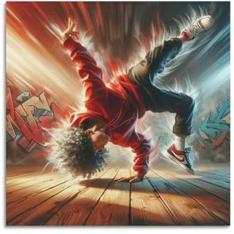 XFPMXC Tanzposter B-Boy, Break Dance Handstand, dekoratives Gemälde, Leinwand, Wandkunstwerk, Bild, 40 x 40 cm