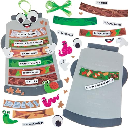 Baker Ross FN391 Making a Compost Bin Kits - Pack of 4, Earth Day Arts and Crafts, Learning Resources for Kids