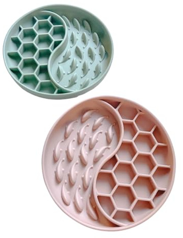 Honeycomb Slow Feeder Bowl for Dogs, Slow Down Meal Times, Enrichment Bowl, Raw or Dry Food, Silicone with Suction Cup (Blush Pink)