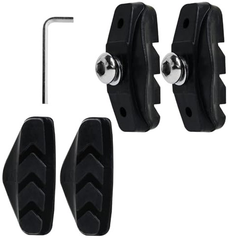 2 Pairs Bike Brake Pads, V Brake Pads 50 mm Brake Pads for Bicycle Bike Caliper Brake Blocks with Hex Nut Installation Tool Fit for Road Bikes Mountain Bicycles Universal Integral Premium Brake Pads
