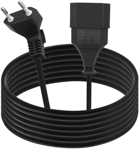 LANMINGLEL Verlängerungskabel Eurostecker 90 Grad, Verlängerungskabel Kurz Typ-C-Stecker Eurostecker auf Typ-C Euro,2.5A 250V für TV Computer Monitor Beamer Haushaltsgeräte (4M)