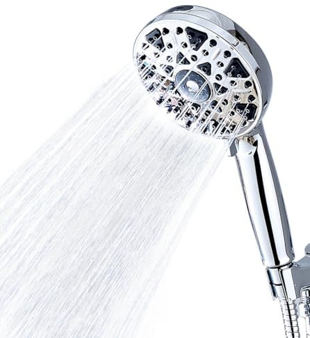 Soffione doccia a mano: 7 modalità di spruzzo, soffione doccia ad alta pressione, potente spray integrato per pulire angoli, vasca e animali domestici (cromo lucido)