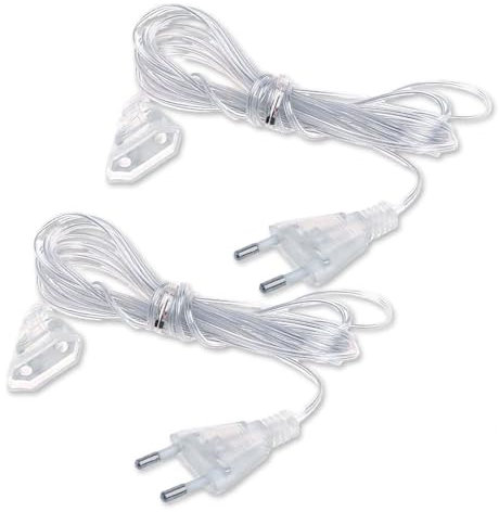 AzureRay Prolunga Elettrica, 2 Pezzi PVC Cavo Elettrico Trasparente, Prolunga di Alimentazione a Filo Piatto 220 V 5m per Luci LED, Piccoli Elettrodomestici e Uso Esterno