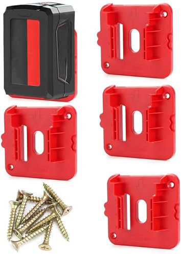 5 Pack Battery Holder for Milwaukee M18 18V Battery, Wall Mounts Dock Holder for M18 48-11-1815 48-11-1828 48-11-1850 48-11-1860 with Screws, No Battery