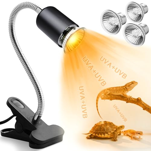 Icepark Reptile Heat Turtle Lights Clip, Uva Uvb BulbsBasking Lamp Adjustable Holder, Pet Heating Light Lamp(Small)