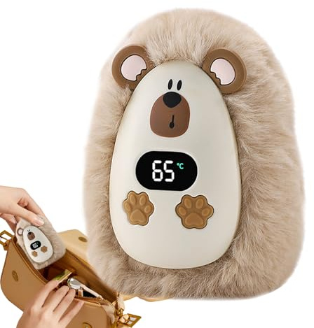 Portable Hand Warmer | Cute Cartoon Animal Electric Pocket Warmer | USB Rechargeable Plush Hands Heater With Digital Display | Adjustable Temperature Hand Warmers For All Ages,Skiing Camping Outdoor