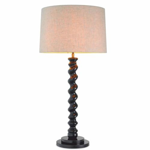 Casa Padrino Luxus Tischleuchte Schwarz/Beige H. 81 cm - Schreibtischleuchte