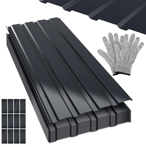 Jaxguom Chapa Trapezoidal 115 x 45 cm, 36x Chapas Metalicas Para Tejados 18.63 m², Superficie Lisa, Tejado Exterior 0,25 mm, Para Techo Garaje Caseta, Antracita