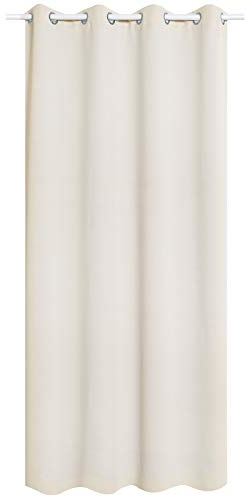 WOLTU Gardinen Vorhang Blickdicht mit Ösen, Leichter & weicher Verdunklungsvorhang Wärmeisolierend Ösenschal 135x225 cm Creme, Thermovorhang Kälteschutz für Wohnzimmer Schlafzimmer Kinderzimmer