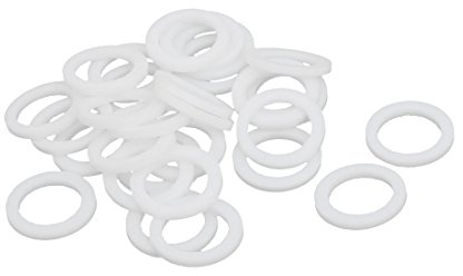 sourcing map 30St PTFE Flache Unterlegscheiben Dichtung 20mm AD 14mm ID 2mm Dicke Weiß