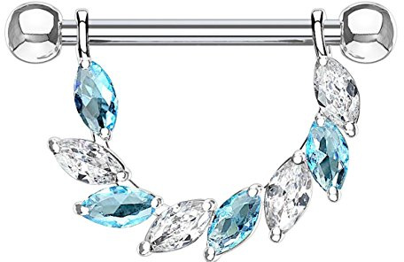 beyoutifulthings Brustwarzen-Piercing FUNKELNDER BLÄTTER-Kranz Brust-Piercing Edelstahl Silber Gold Roségold viele Farben Stab 1,6mm 14mm