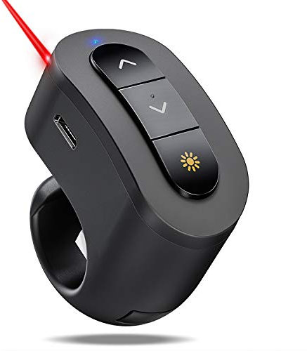 Anillo de dedo recargable inalámbrico para PowerPoint, Keynote, Mac, portátil, mando a distancia USB con RF de 2.4 GHz