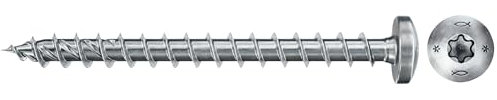 fischer PowerFast II PTF 4,5 x 16, Spanplattenschraube (200 Stk.) mit Vollgewinde, Pan Head mit Innenstern, Schraube für Holzverarbeitung, reduziert Einschraubwiderstand & Einschraubzeit