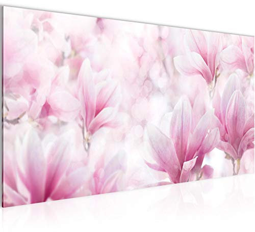 Runa Art Quadri Moderni Fiori Magnolia Tela Non Tessuta Soggiorno Corridoio Motivo Floreale Bianco Rosa 033312b