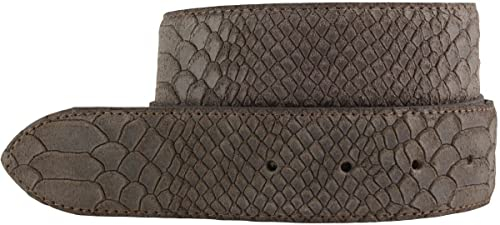 BELTINGER Gürtel mit Pythonprägung ohne Schnalle 4 cm | Leder-Gürtel für Damen Herren 40mm Schlangen-Optik | Schlangen-Muster | Braun 90cm