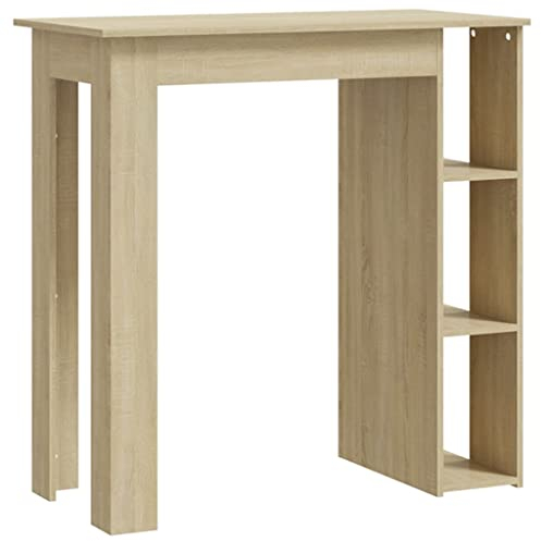 vidaXL Bartisch mit Regal Bartresen Stehtisch Tresentisch Bistrotisch Küchentisch Loungetisch Tisch Sonoma-Eiche 102x50x103,5cm Holzwerkstoff