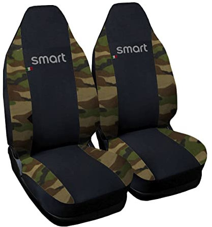 Rebeca Shop® Autositzbezüge kompatibel für Smart | Made in Italy | Set Vordersitzbezug für Paar (W450 - erste Serie, Schwarz/Camouflage Grün)