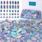 LITMIND Schillernde Buntglas-Mosaikfliesen zum Basteln, 240 Stück 5 Formen gemischte Mosaik-Glasstücke, Mosaik-Kits für Erwachsene (Irisierendes Grau)