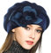 VECRY Damen 100% Wolle Französische Baskenmütze Blumen Strickmütze Schädelkappe Kleid Wintermütze (Marine,M)
